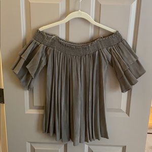gray off the shoulder top